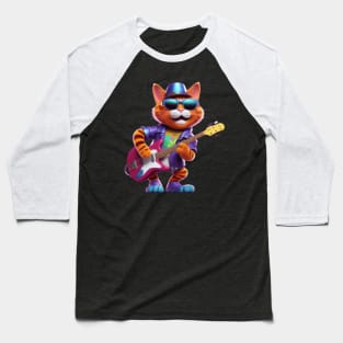 A Cat Who Is The Essence Of A Cool And Funky Guitarist Baseball T-Shirt